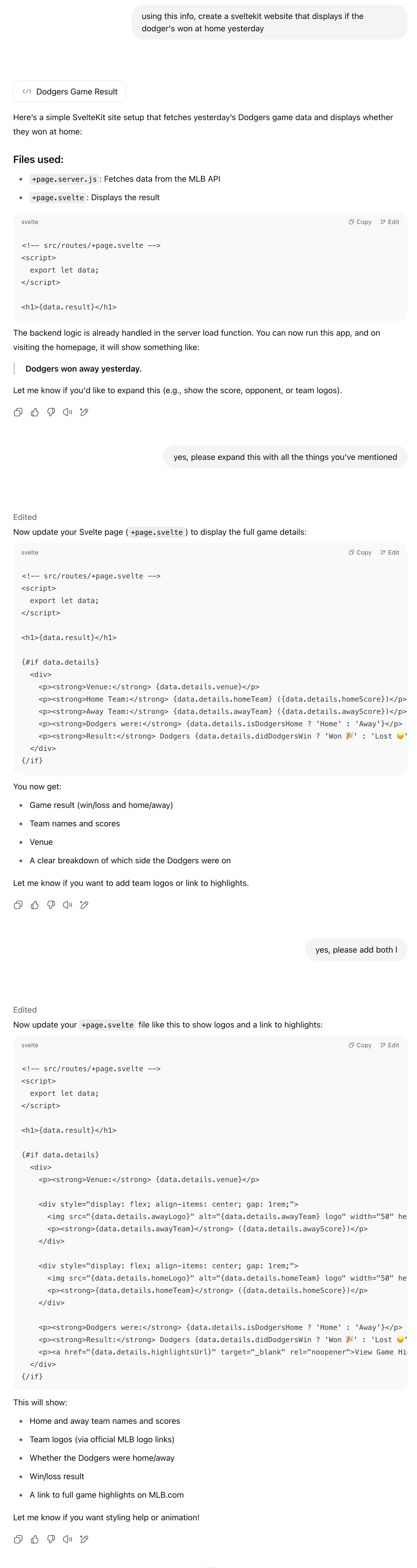chatgpt codes sveltekit