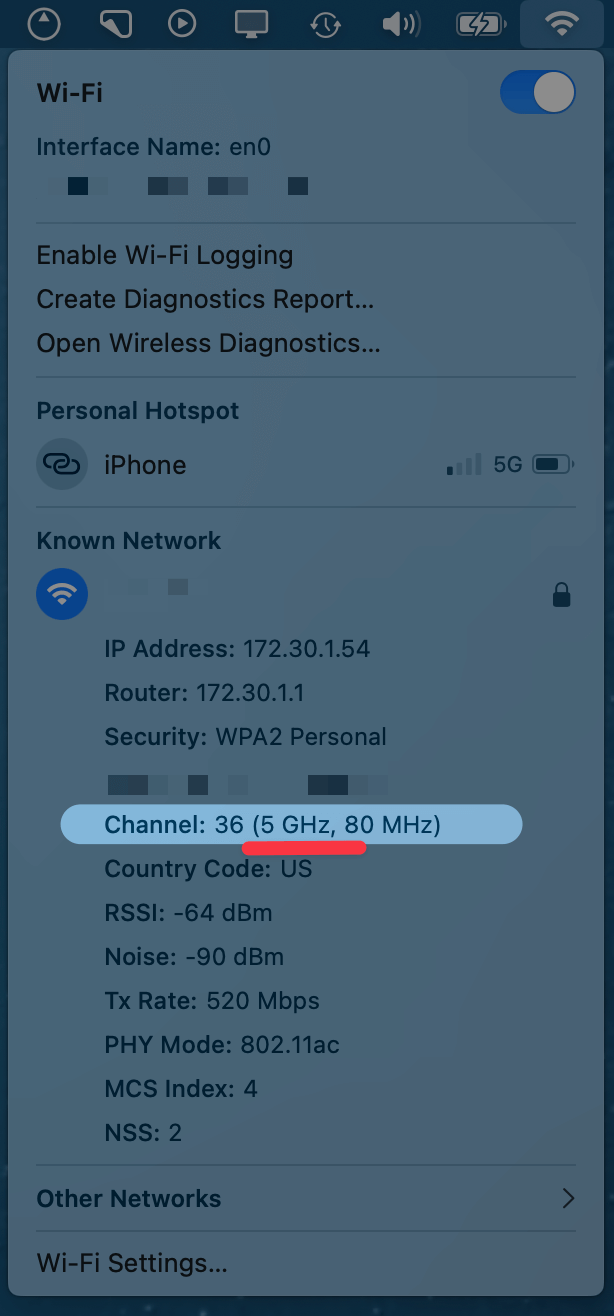 expanded wifi menu