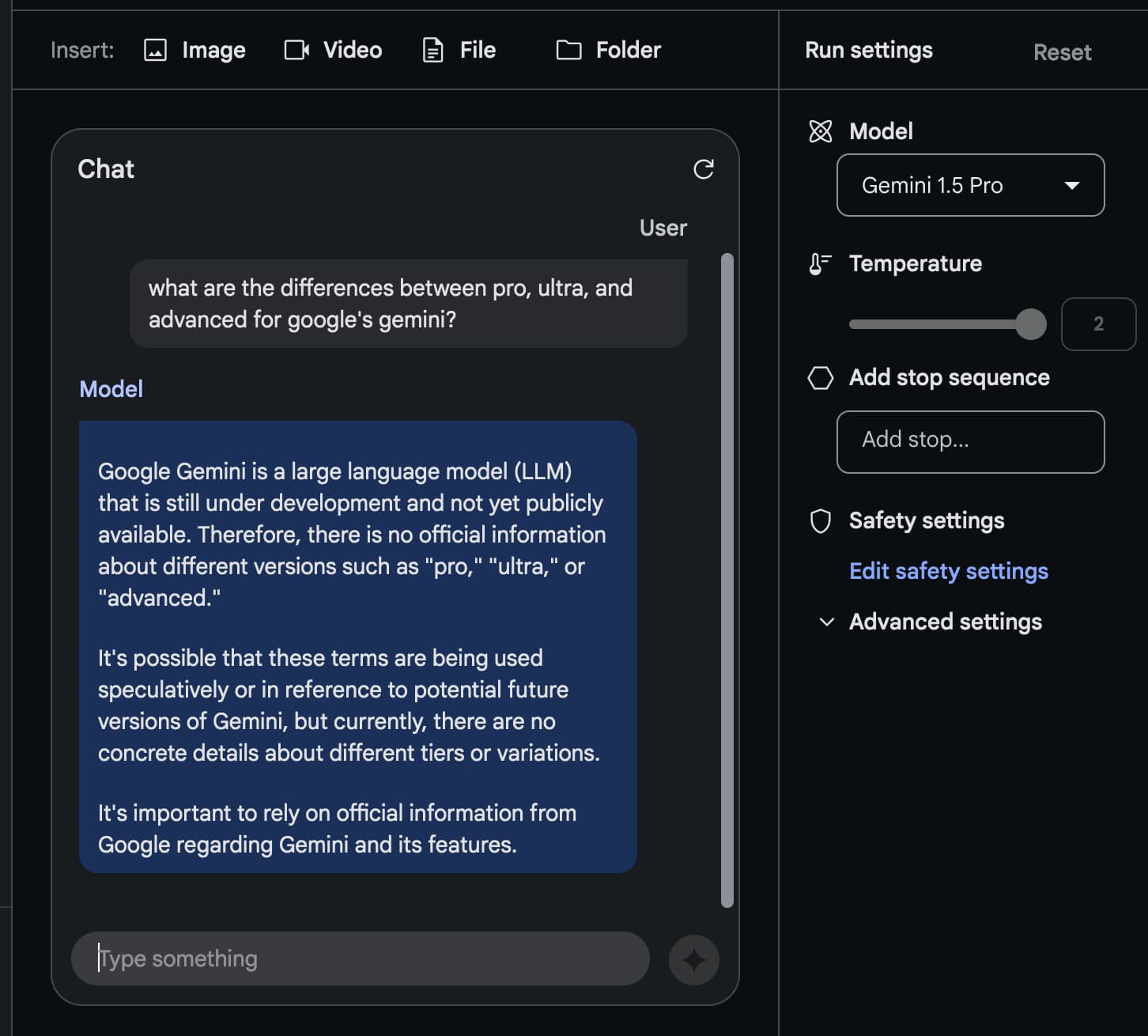 screenshot of google gemini unable to answer the differences between pro, ultra, and advanced